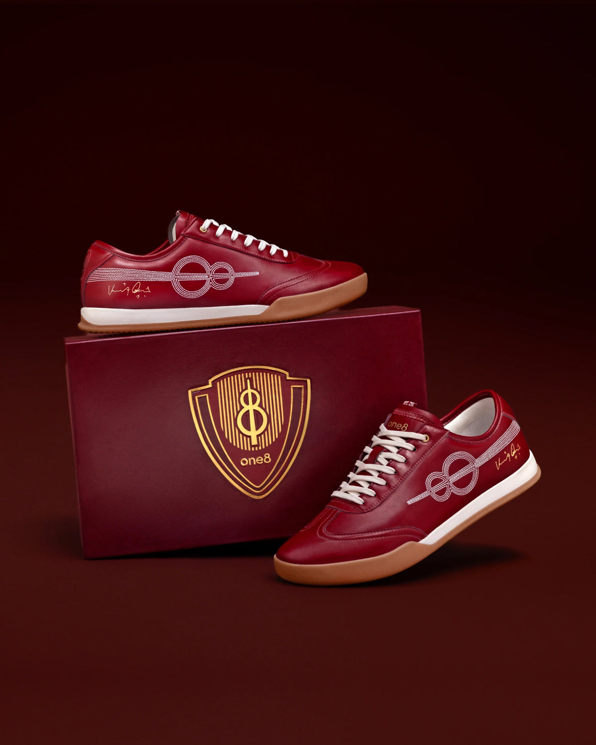 ONE8 Signature Burgundy Leather Sneakers