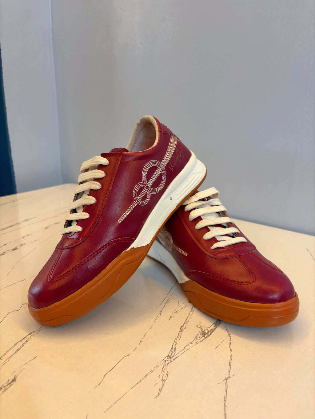 ONE8 Signature Burgundy Leather Sneakers